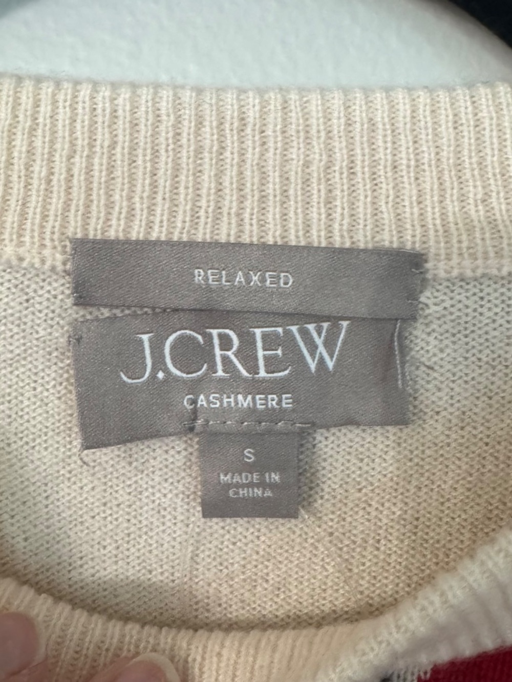 J. Crew Women's Relaxed Perfect Cashmere Crewneck Sweater in Argyle Sz S NWT - Picture 5 of 8